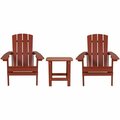 Flash Furniture Charlestown 2-Pack Red Faux Wood Folding Adirondack Chairs with Side Table 354JC145REDG